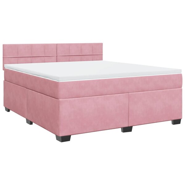 vidaXL Sommier à lattes de lit avec matelas Rose 180x200 cm Velours