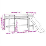 vidaXL Lit mezzanine enfants avec tour rose 90x190 cm bois pin massif