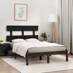 vidaXL Cadre de lit Noir Bois massif 140x190 cm