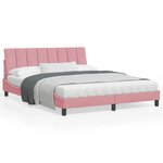 vidaXL Cadre de lit avec lumières LED rose 160x200 cm velours