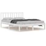 vidaXL Cadre de lit Blanc Bois de pin massif 120x190 cm Petit double