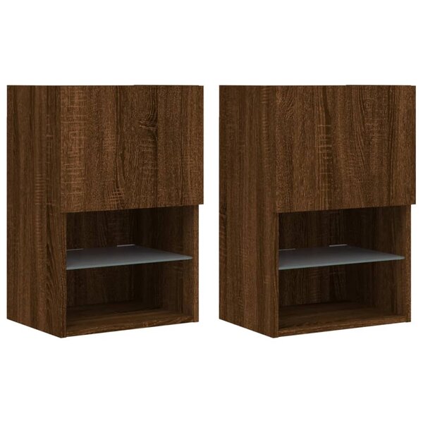 vidaXL Meubles TV avec lumières LED 2 Pièces chêne marron 40 5x30x60 cm