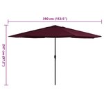 vidaXL Parasol d'extérieur avec mât en métal 390 cm rouge bordeaux