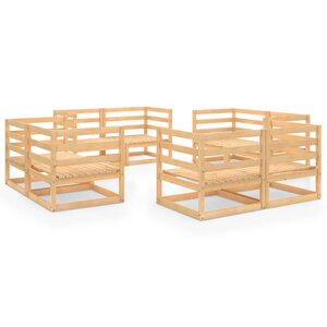 vidaXL Salon de jardin 8 Pièces bois de pin massif