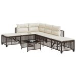 vidaXL Salon de jardin d'angle et coussins 3 Pièces marron résine tressée