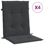 vidaXL Coussins de chaise de jardin à dossier bas lot de 4 noir