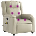 vidaXL Fauteuil inclinable de massage Crème Similicuir