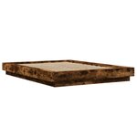 vidaXL Cadre de lit avec lumières LED chêne fumé 135x190 cm