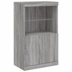 vidaXL Buffets avec lumières LED 3 Pièces sonoma gris bois d'ingénierie