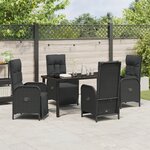 vidaXL Ensemble de salle à manger de jardin 5 pièces avec coussins en rotin synthétique noir