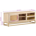 vidaXL Meuble TV 110x30x40 cm bois massif de manguier et fer