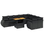 vidaXL Salon de jardin 10 Pièces avec coussins noir résine tressée