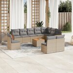 vidaXL Salon de jardin 11 Pièces avec coussins beige résine tressée