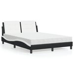 vidaXL Lit avec matelas noir et blanc 140x200 cm similicuir