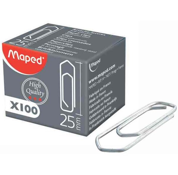 Boite de 100 trombones acier Bout chevron 32 mm MAPED