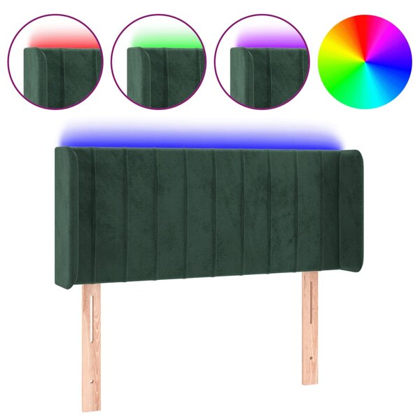vidaXL Tête de lit à LED Vert foncé 93x16x78/88 cm Velours