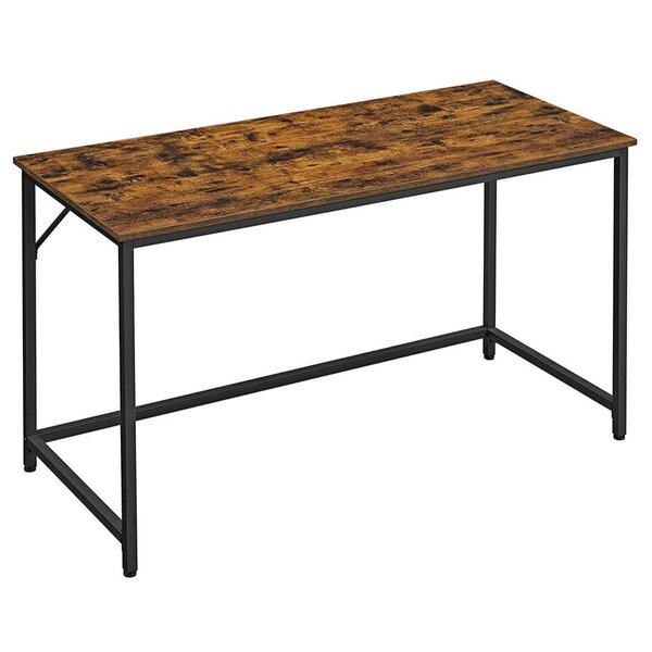 Bureau table poste de travail 140 cm pour bureau salon chambre assemblage simple métal style industriel marron rustique et noir 12_0001306