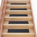 vidaXL Tapis d'escalier autocollants Rectangulaire 15 Pièces 76x20cm Gris