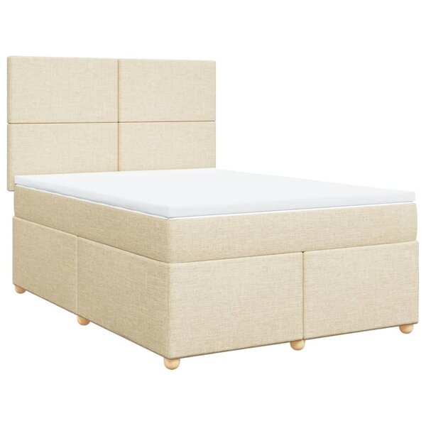 vidaXL Sommier à lattes de lit avec matelas Crème 160x200 cm Tissu