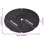 vidaXL Socle de parasol en forme d'éventail 4 Pièces Noir