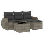 vidaXL Salon de jardin 5 Pièces avec coussins gris résine tressée