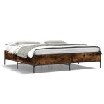 vidaXL Cadre de lit chêne fumé 180x200 cm bois d'ingénierie et métal