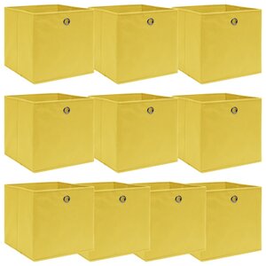 vidaXL Boîtes de rangement 10 Pièces Jaune 32x32x32 cm Tissu