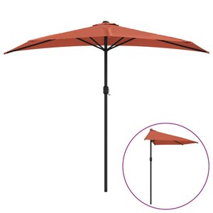 vidaXL Parasol de balcon et mât en aluminium Terre cuite 270x144x222cm