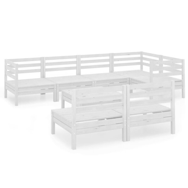 vidaXL Salon de jardin 8 Pièces Bois de pin massif Blanc