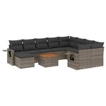 vidaXL Salon de jardin 11 Pièces avec coussins gris résine tressée