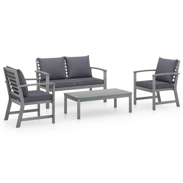 vidaXL Salon de jardin 4 Pièces avec coussins Bois d'acacia solide