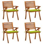 vidaXL Chaises de jardin avec coussins 4 Pièces Bois de teck solide