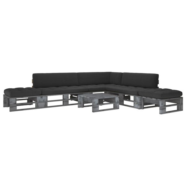vidaXL Salon de jardin palette 6Pièces avec coussins pin imprégné de gris