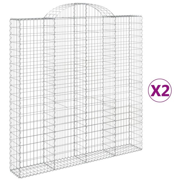 vidaXL Paniers à gabions arqués 2 Pièces 200x30x200/220 cm fer galvanisé