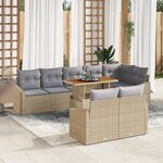 vidaXL Ensemble de Canapé de Jardin 9 pièces avec Coussins Beige Poly Rattan