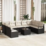 vidaXL Ensemble de Canapé de Jardin 9 Pièces avec Coussins Rattan Poly Brun