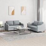 vidaXL Ensemble de canapés 2 Pièces avec coussins Gris clair Tissu