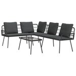Set de canapé de jardin 2 pièces avec coussins en poly rotin noir