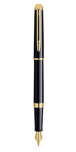 Waterman hemisphere stylo plume noir brillant plume moyenne encre bleue coffret cadeau