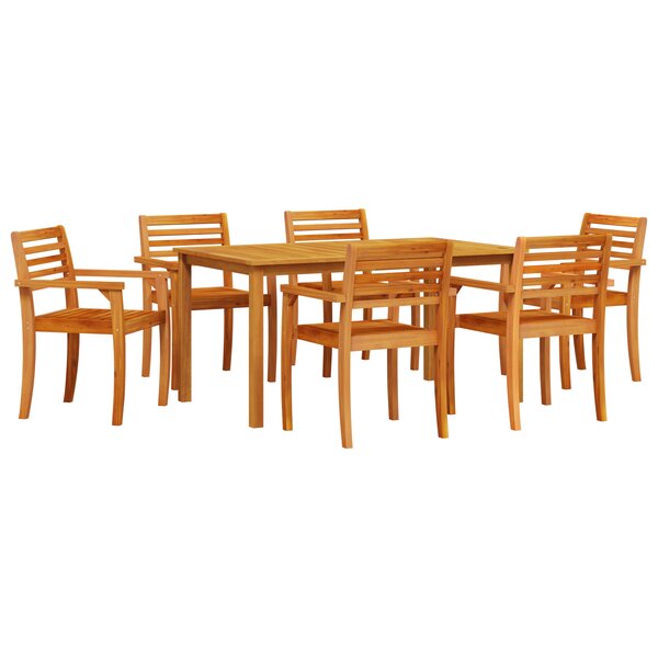 Ensemble de salle à manger de jardin 7 pièces en acacia massif