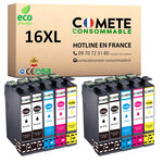 COMETE, Entreprise Française- 16XL - pack 10 Cartouches Compatibles EPSON