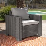 Salon de jardin imitation résine tressée et table basse 5 personnes - Beige