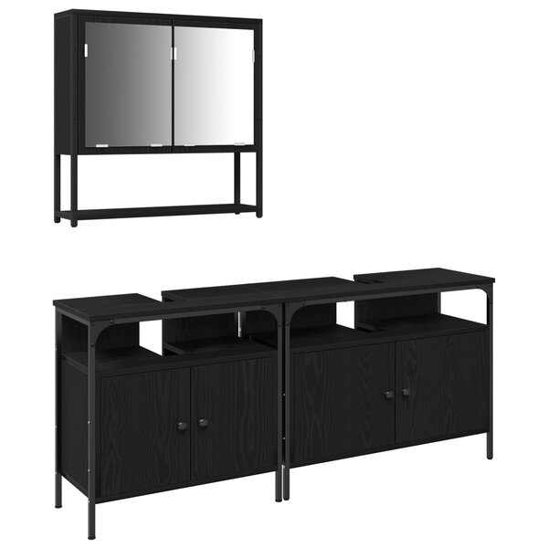 vidaXL Ensemble de meubles de salle de bain 3 pièces Chêne noir Bois d'ingénierie