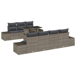 vidaXL Ensemble de Canapés avec coussin 8 Pièces Gris polyrotin
