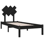 vidaXL Cadre de lit Noir 75x190 cm Petit simple Bois massif