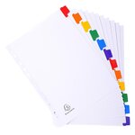 Intercalaires carte blanche 160g avec onglets couleurs renforcés - 12 positions A4 Blanc EXACOMPTA