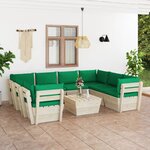 vidaXL Salon de jardin palette 9 Pièces avec coussins bois d'épicéa