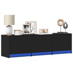 vidaXL Meuble TV avec LED noir 140x34x40 cm bois d'ingénierie