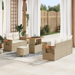 Ensemble de canapés de jardin 8 pièces avec coussins beiges en poly rattan
