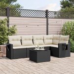 vidaXL Salon de jardin 6 Pièces avec coussins noir résine tressée